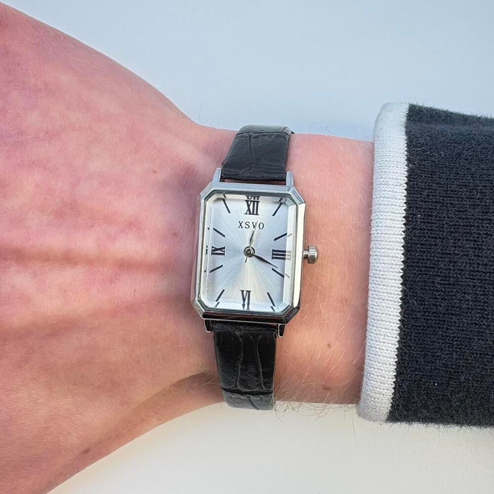 Black and silver watch with